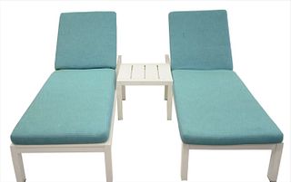 Pair of Metal Outdoor Chaise Lounge Chairs
