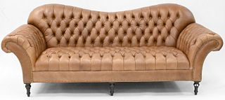 Leather Upholstered Chesterfield Sofa