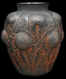 Lalique "Domremy" Smokey Topaz Glass Vase