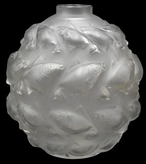 Lalique "Camaret" Frosted Vase of Globular Form