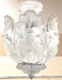 Lalique "Chene" Pendant Chandelier