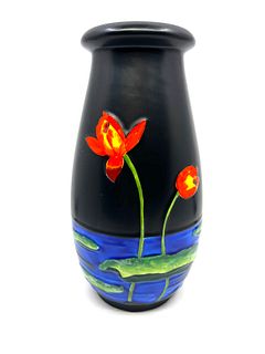 Crown Ducal Pottery Orange poppy Vase