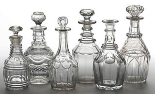 ASSORTED ANGLO-IRISH CUT GLASS DECANTERS, LOT OF SIX