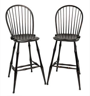 D.R. Dimes Pair of Windsor Style Bar Stools
