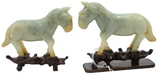 Chinese Celadon and Russet Jade Horse