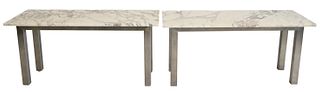 Pair of Contemporary Marble Top Sofa Tables