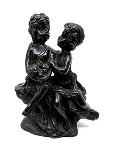 Small Bronze Figurine of two children