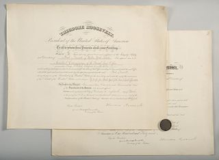 2 Theodore Roosevelt Signed Appointment Documents