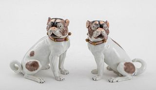 Royal Dresden Porcelain Pugs, Pair