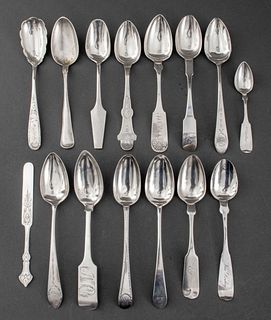 Antique American Coin Silver Spoons, 15