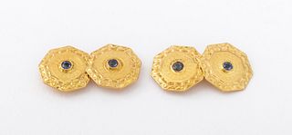10K Yellow Gold & Sapphire Vintage Cufflinks