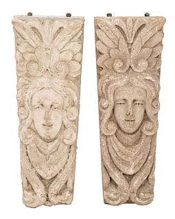 Renaissance Revival Carved Stone Mascarons, 2
