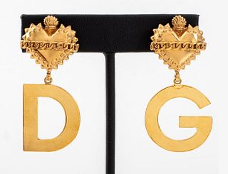 Dolce & Gabbana DG Gold-Tone Metal Clip Earrings