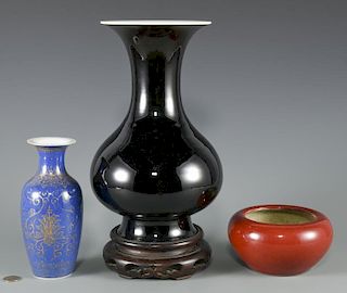 3 Pcs. Chinese Porcelains - Vases, Brush Washer