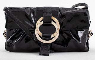 Bvlgari Chandra Black Patent Leather Handbag