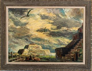 Lloyd Lozes Goff Yucatan View Oil Painting