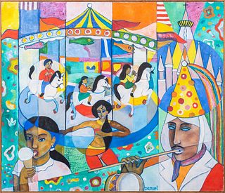 Daniel "Carosel" Abstract Figurative Oil Painting
