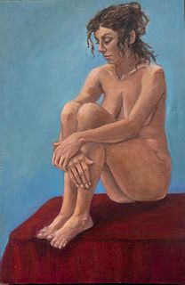 Penny Purpura Pensive Nude Oil on Canvas