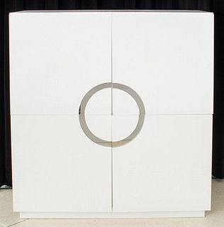 Modern White Lacquered 4 Door Cabinet