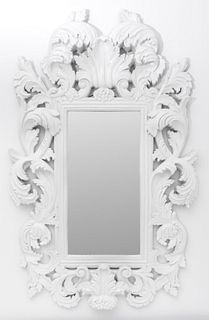 Rococo Revival Modern White Lacquered Mirror