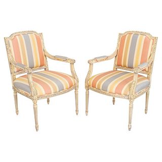 French Louis XVI Style Upholstered Armchair, 2