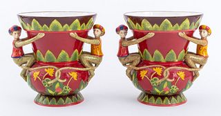 Figural Ceramic Monkey Vases, 2