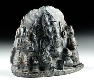 18th C. Indian Basalt Figure Ganesh / Elephant Deity