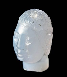 Chinese Chalcedony Buddha Head Bead / Pendant