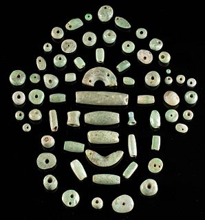 Mezcala / Maya Stone, Serpentine, Jade Beads (64 pcs)