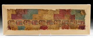 Huari Polychrome Textile Panel w/ Trophy Heads