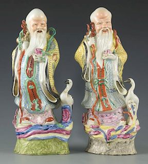 2 Chinese Porcelain Longevity Figures