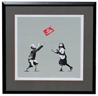 Banksy (b.1974) "No Ball Games (Grey)" Screenprint