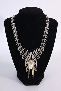 Erte 'Mystere' Gold & Silver Brooch/Necklace