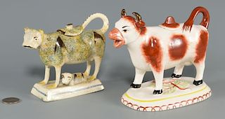 Two Staffordshire Cow Creamers inc. Pearlware