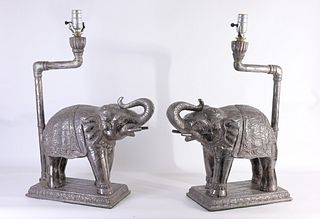 (2) Large Indian Silver Elephants