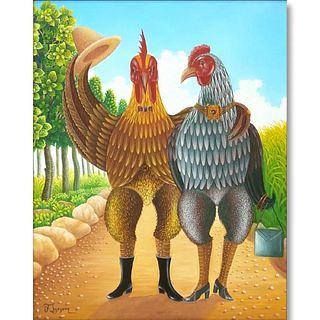Fritzner Lamour (Haitian, B 1948) "Rooster Couple"