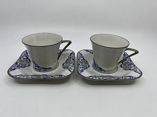 Pair of Art deco Limoges cups and saucers