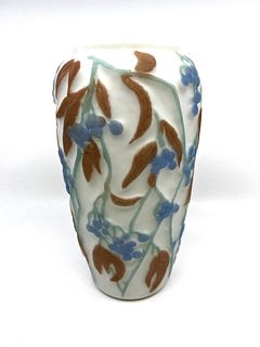 Phoenix  glass vase, leaf and berries