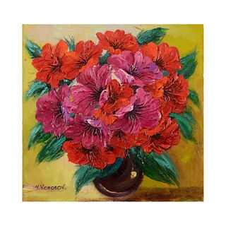 Yana Korobov, "Warm Feelings" Original Acrylic Painting on Canvas, Hand Signed with Letter Authenticity.