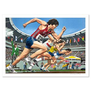 William Nelson, "Bruce Jenner 100 M Dash" Limited Edition Lithograph from an AP Edition, Hand Signed with Letter of Authenticity