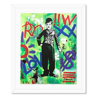 Nastya Rovenskaya- Mixed Media on Paper "Chaplin in Green"