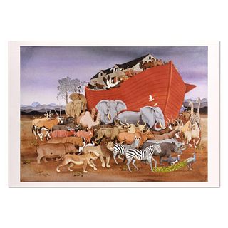 Tony Chen, "Noah and the Animals" Limited Edition Lithograph with Remarque, Numbered and Hand Signed with Letter of Authenticity.