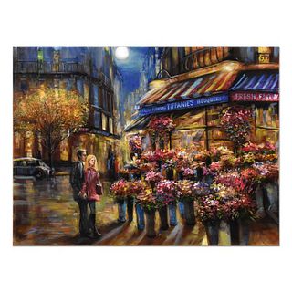 Vadik Suljakov, "Evening Bouquets" Original Oil Painting on Canvas, Hand Signed with Letter of Authenticity.