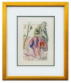 Salvador Dali- Original Color Woodcut on B.F.K. Rives Paper "Purgatory 21"