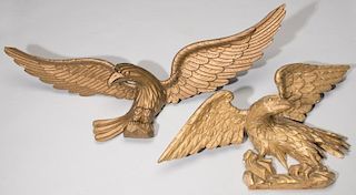 Two Carved American Gilt Eagles
