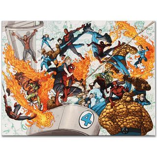 Marvel Comics "Spider-Man/Fantastic Four #4" Numbered Limited Edition Giclee on Canvas by Mario Alberti with COA.