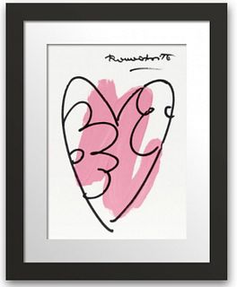 Romero Britto- One of a kind on paper "Heart (Pink)"