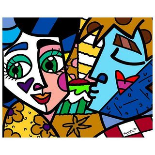 Britto, "Please Sweetheart" Hand Signed Limited Edition Giclee on Canvas; COA