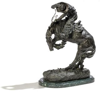 Frederic Remington- Bronze on marble base "The Rattlesnake"