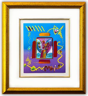 Peter Max- Original mixed media on paper "Angel with Heart"